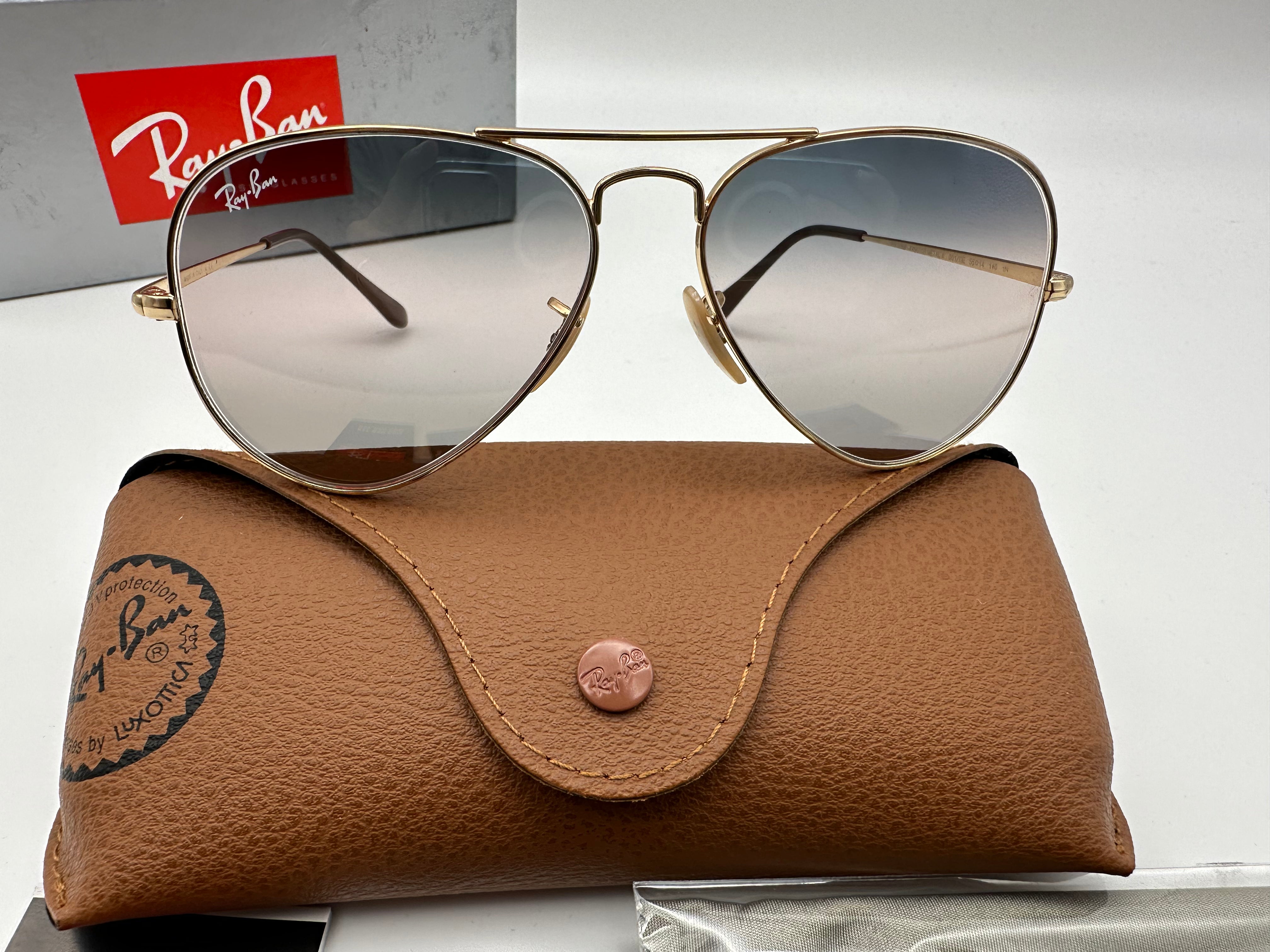 Ray-Ban RB3689 55mm Aviator Metal II Sunglasses 001/GF Gold Pink