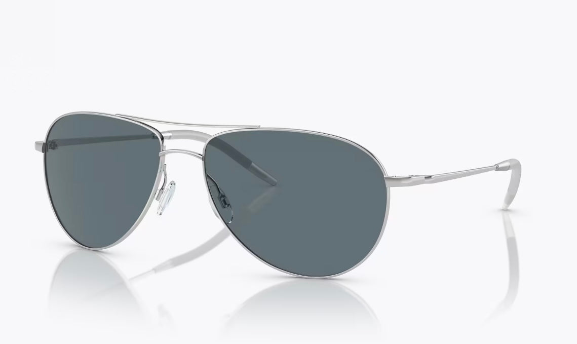 Oliver Peoples Benedict 59mm OV 1002 Silver / Blue Polarized 50363R Italy NEW