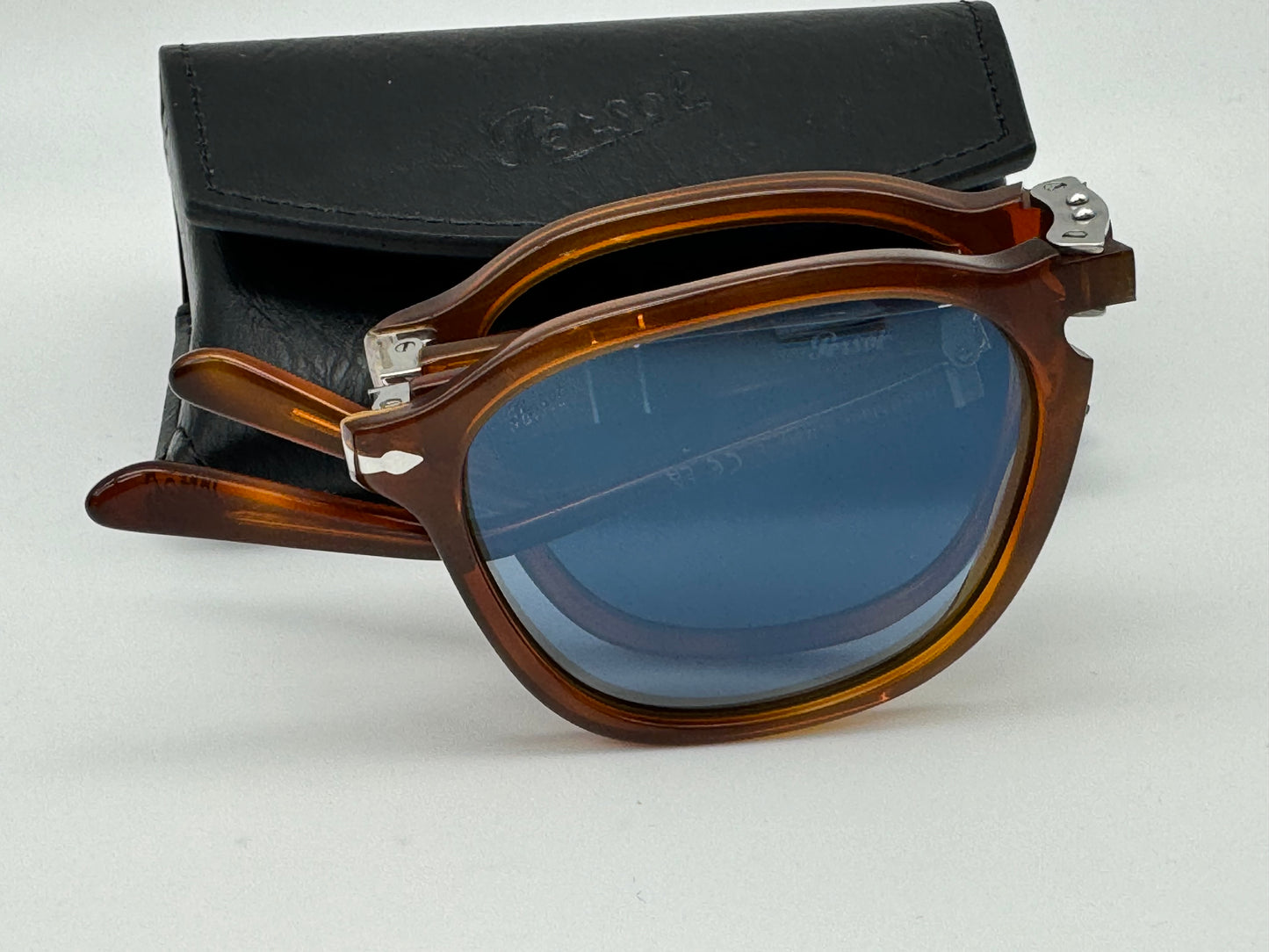 Persol PO 3345 54mm Folding Terra Di Siena / Light Blue 96 / 56 Italy NEW