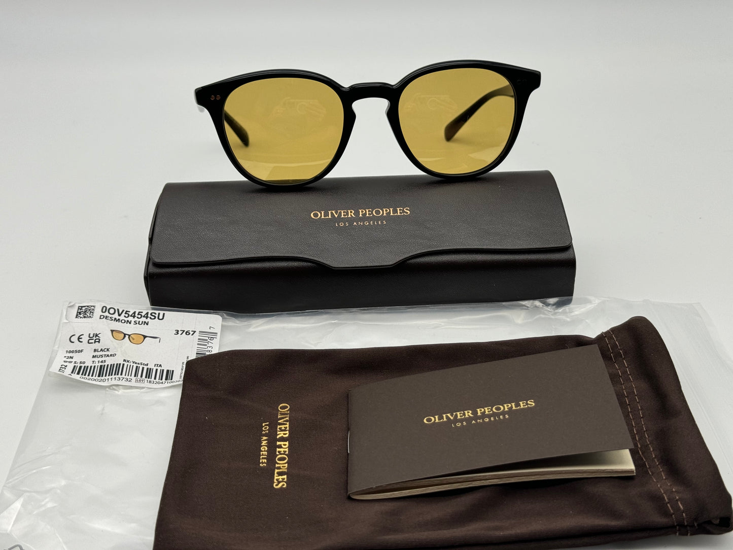 Oliver Peoples Desmon Sun 50mm Black / Mustard OV 5454 10050F Italy NEW