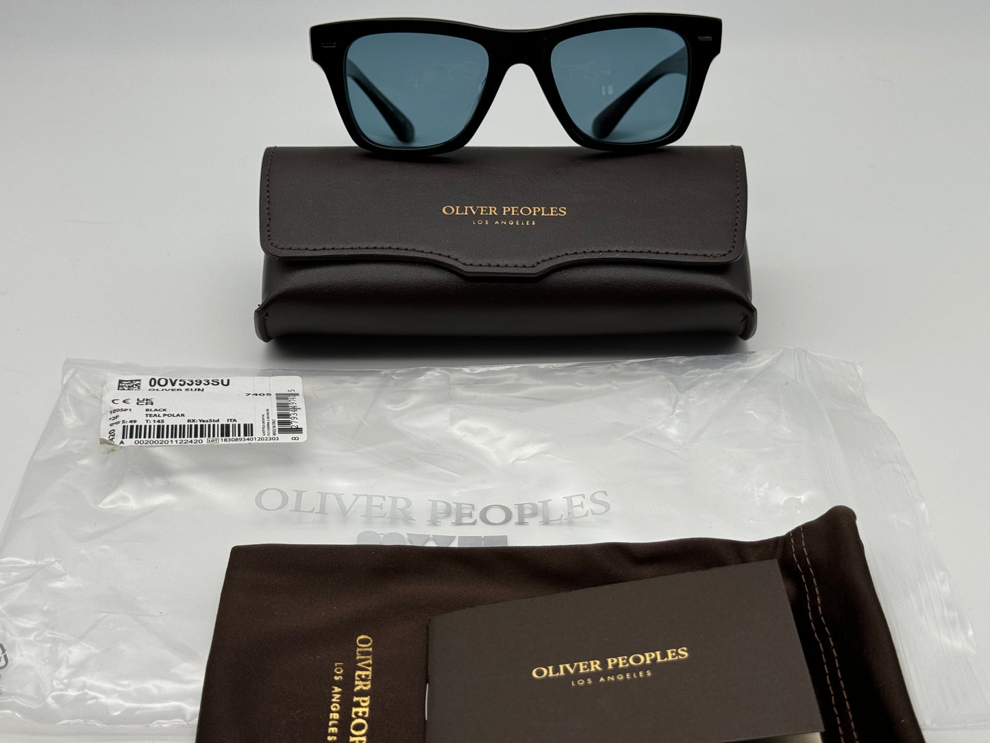 Oliver Peoples Oliver Sun 49mm Limited Edition Black / Teal Polarized OV 5393 SU 1005P1 Italy Defect