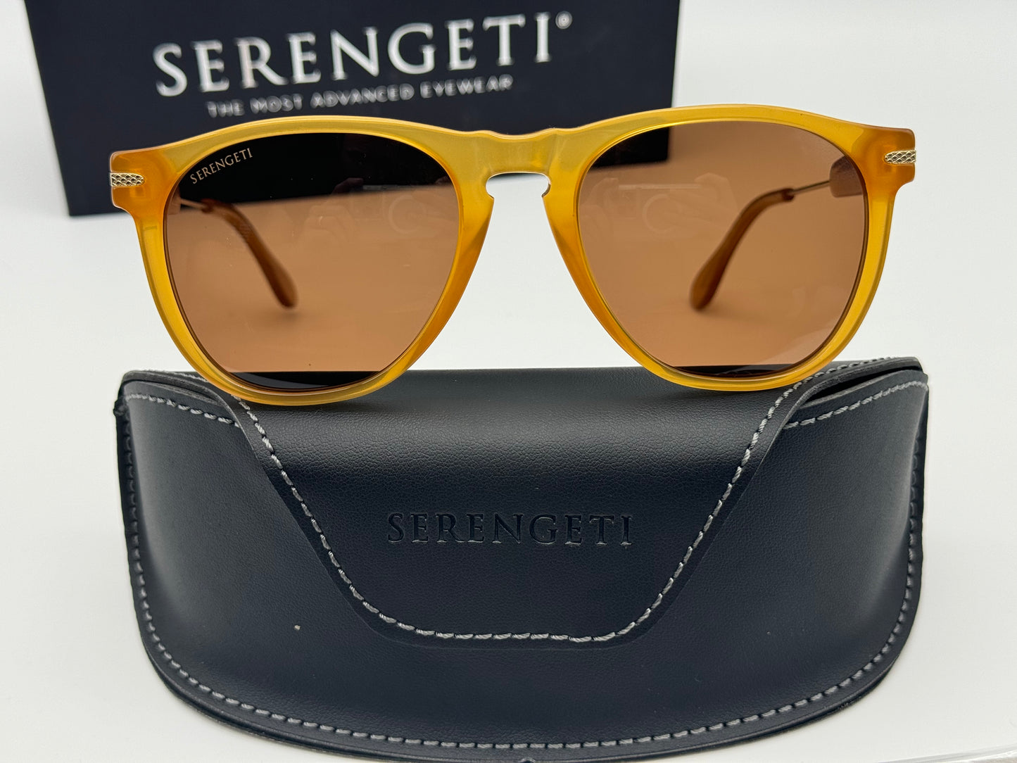 Serengeti Amboy 53mm Shiny Honey Acetate / Shiny Light Gold Metal Polarized Photochromic SS530002 Italy NEW