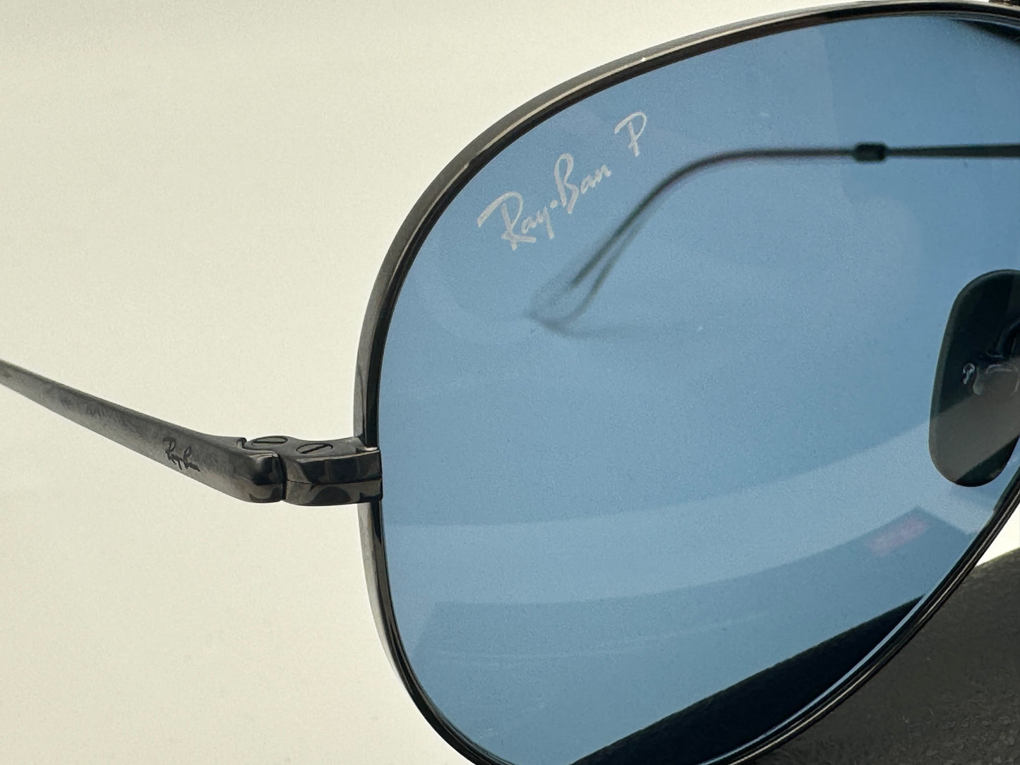 Ray Ban Aviator Titanium 58mm RB 8089 Gunmetal / Blue Polarized Chromance 165/S2 Japan NEW