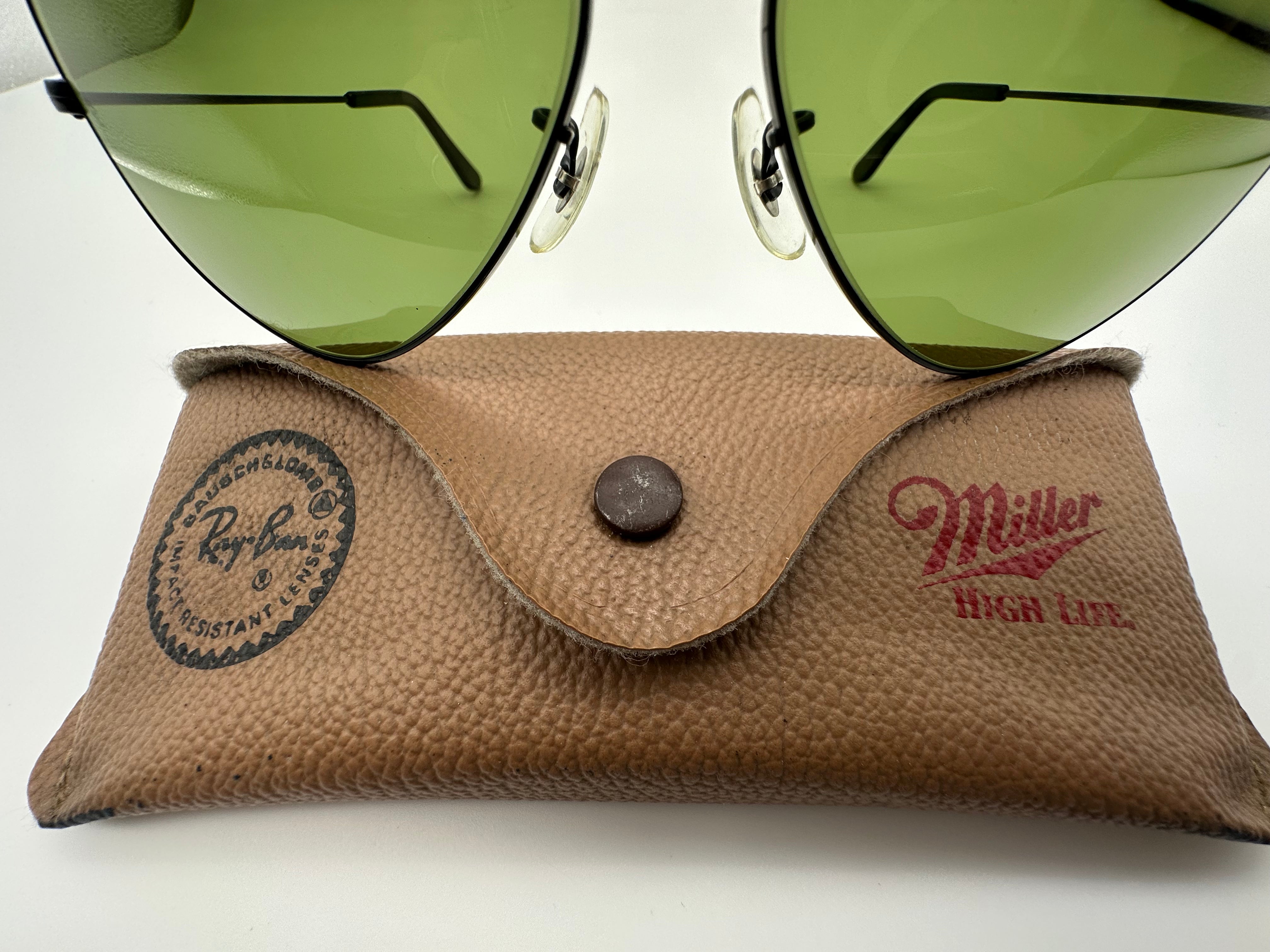 Vintage Ray Ban Aviator Miller High Life B L 58mm RB 3 Green Lens