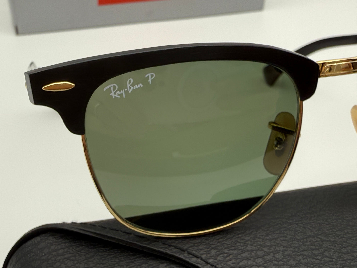 Ray-Ban Clubmaster Aluminum 51mm RB 3507 Polarized G 15 Black / Gold NEW