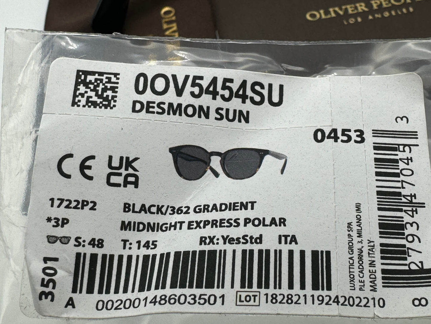 Oliver Peoples Desmon Sun 48mm OV 5454 Black / 362 Gradient / Midnight Express Polarized 1722P2 Italy NEW