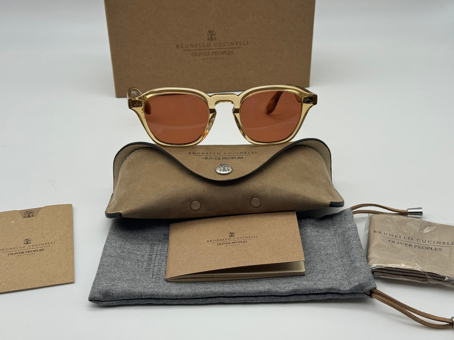 Oliver Peoples Peppe 48mm OV5517SU 176653  Champagne / Persimmon Sunglasses Italy NEW