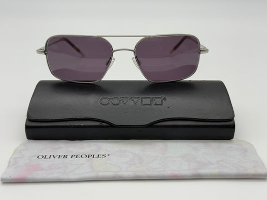 Oliver Peoples Victory 55mm Silver / Purple none-polarized polymer lens Preowned