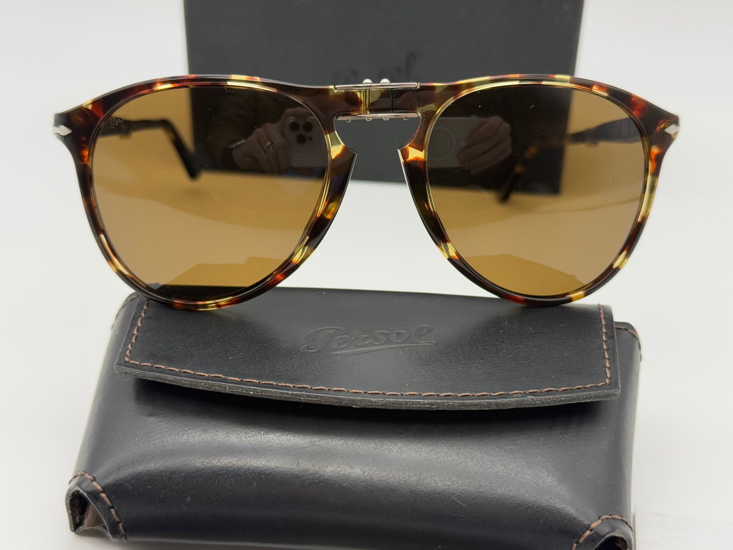 Persol PO 9714 55mm 985 / 57 Tabacco Virginia / Brown Polarized Italy Preowned