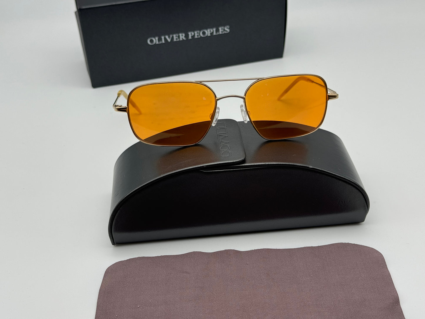 Oliver Peoples Victory 55 Gold VFX Cognac Burn Notice Michael Weston Rare Polarized Preowned