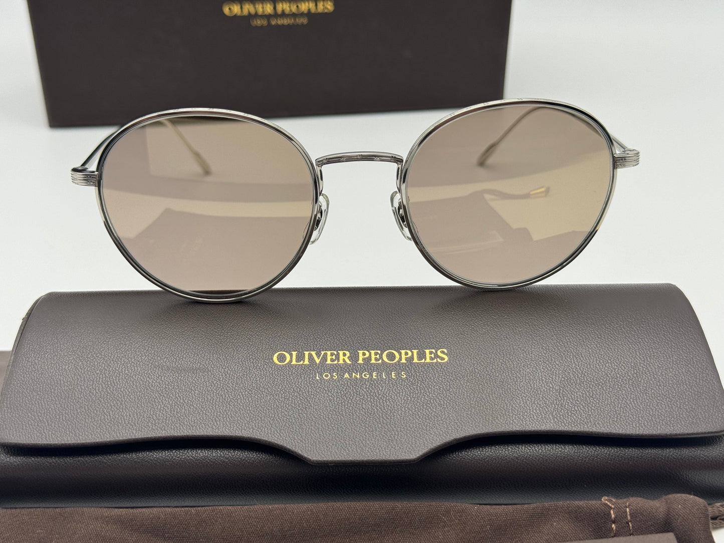 Oliver Peoples Altair 50mm Silver / Chrome Taupe Photochromic OV 1306 50365D Titanium Japan NEW