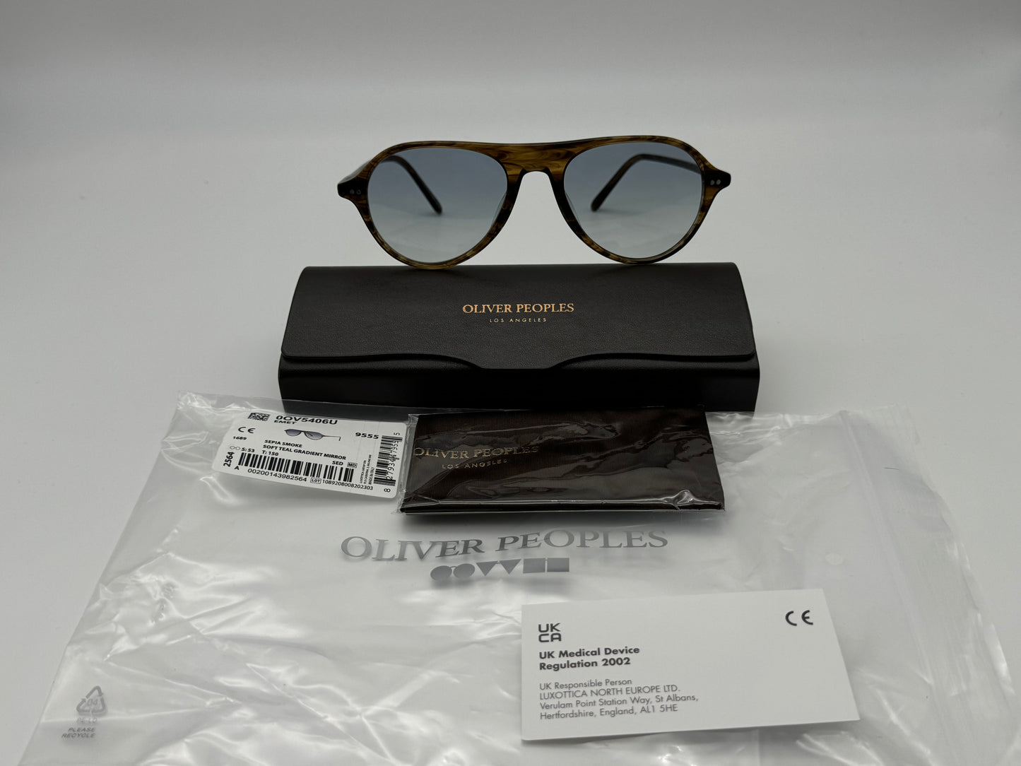 Oliver Peoples Emet 53mm OV 5406 Sepia Smoke / Soft Teal Gradient Mirror Italy NEW