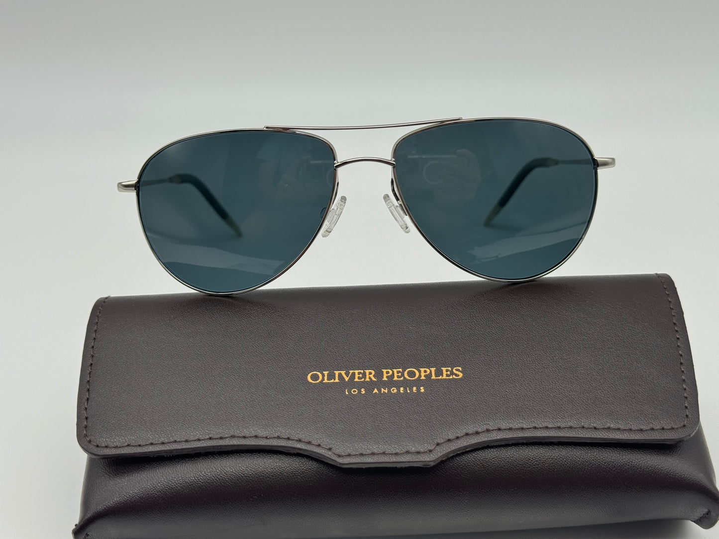 Oliver Peoples Benedict 59mm OV 1002 Silver / Blue Polarized 50363R Italy NEW