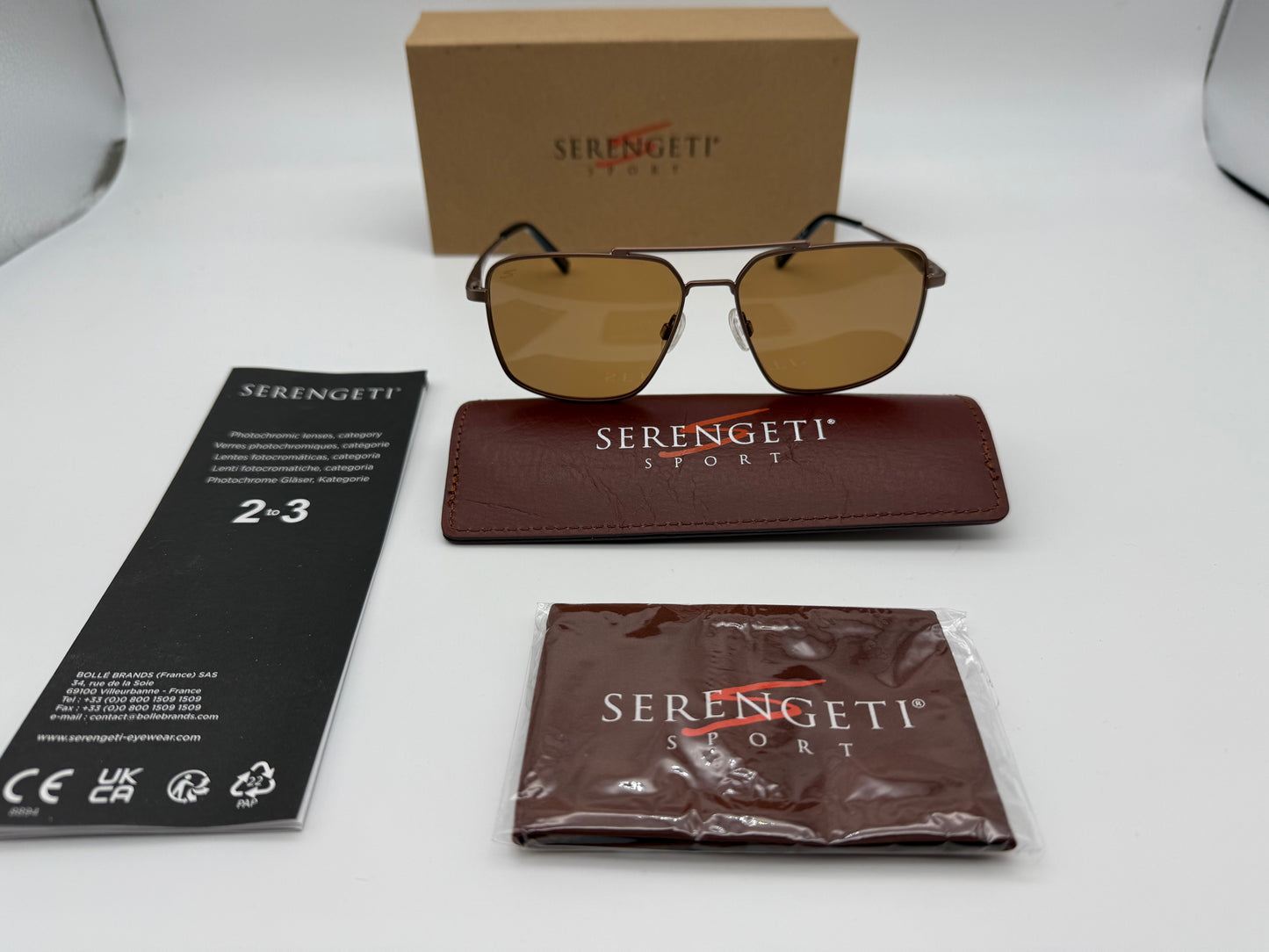 Serengeti Aitkin 56mm Brushed Bronze / Saturn Polarized Drivers Italy NEW