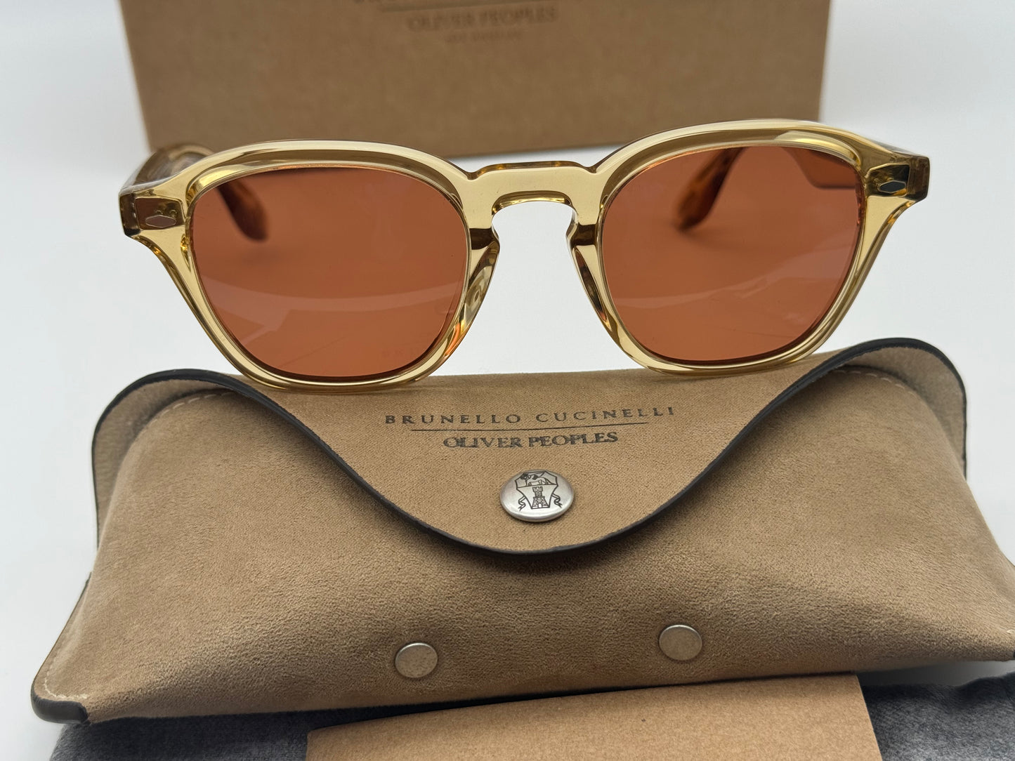 Oliver Peoples Peppe 48mm OV5517SU 176653  Champagne / Persimmon Sunglasses Italy NEW