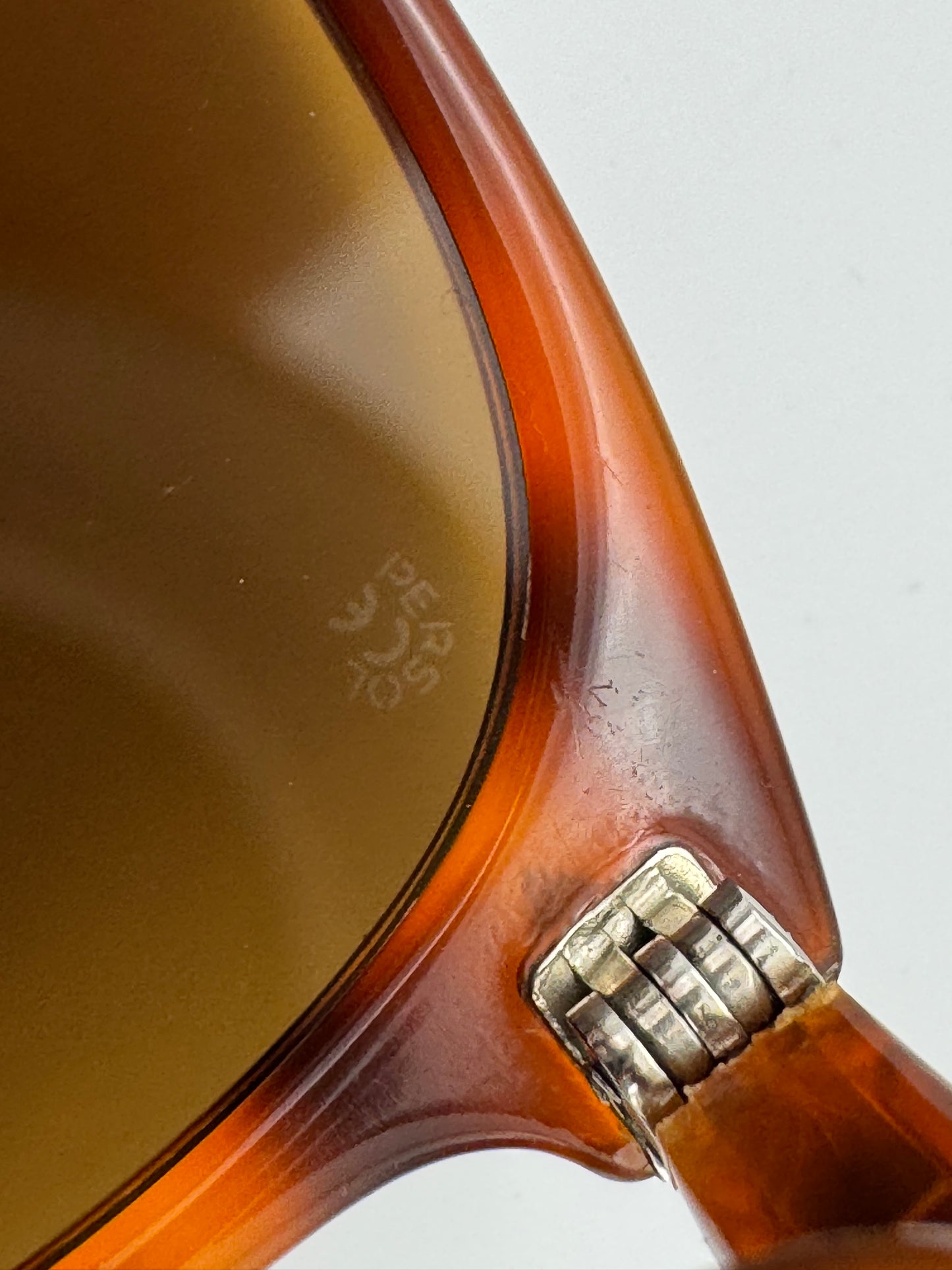 Vintage PERSOL 714 Steve McQueen 54mm Folding 1980s Havana Original Brown Glass Lens with lens etching 157 97 Italy