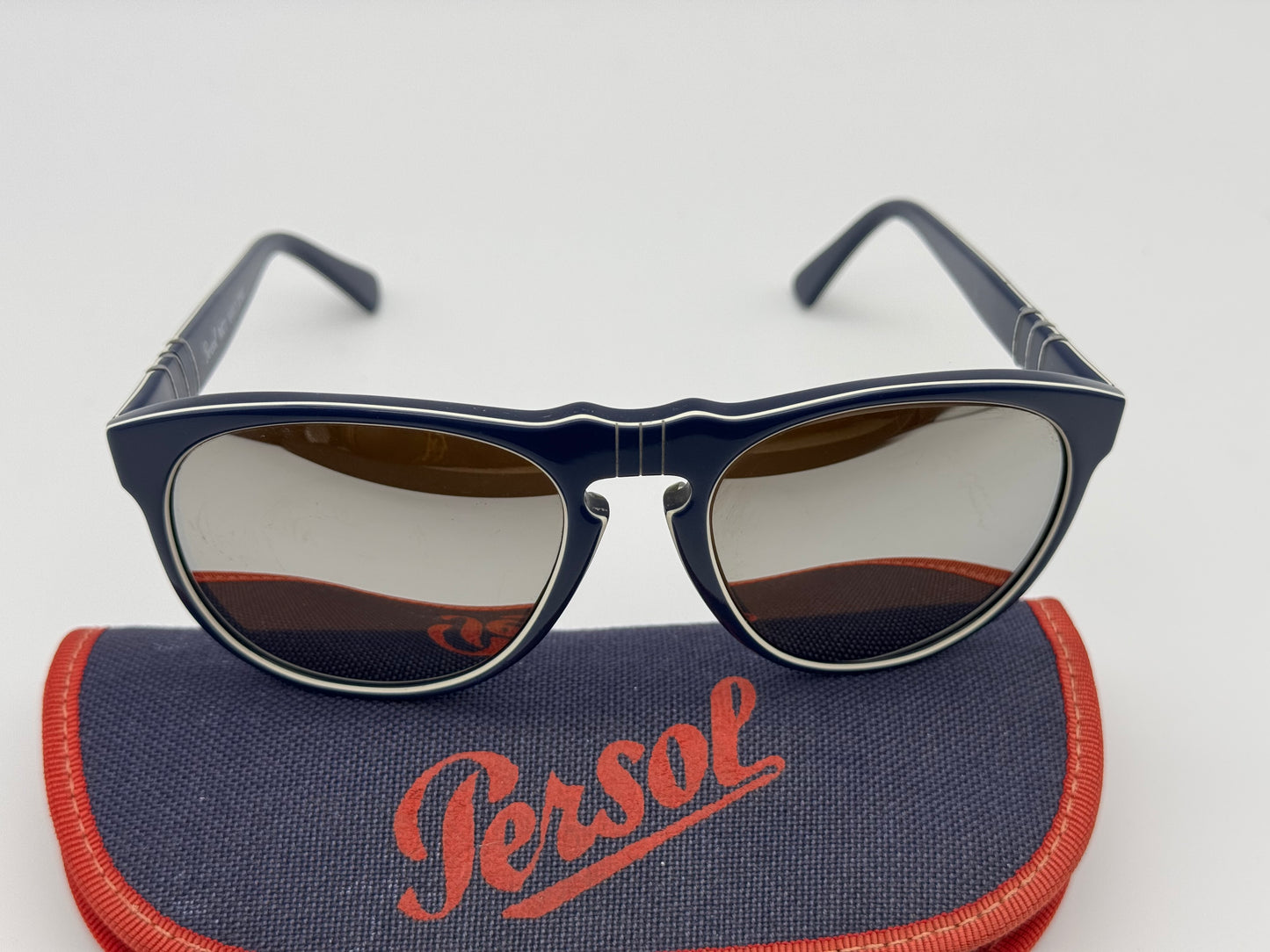 Vintage Persol Ratti 649/3 Sport 54mm Blue / White - Silver Mirror