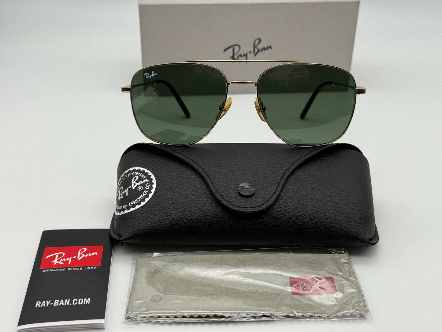 Ray-Ban William Titanium 59mm Gold / Green G 15 RB 8097 926531 Japan NEW