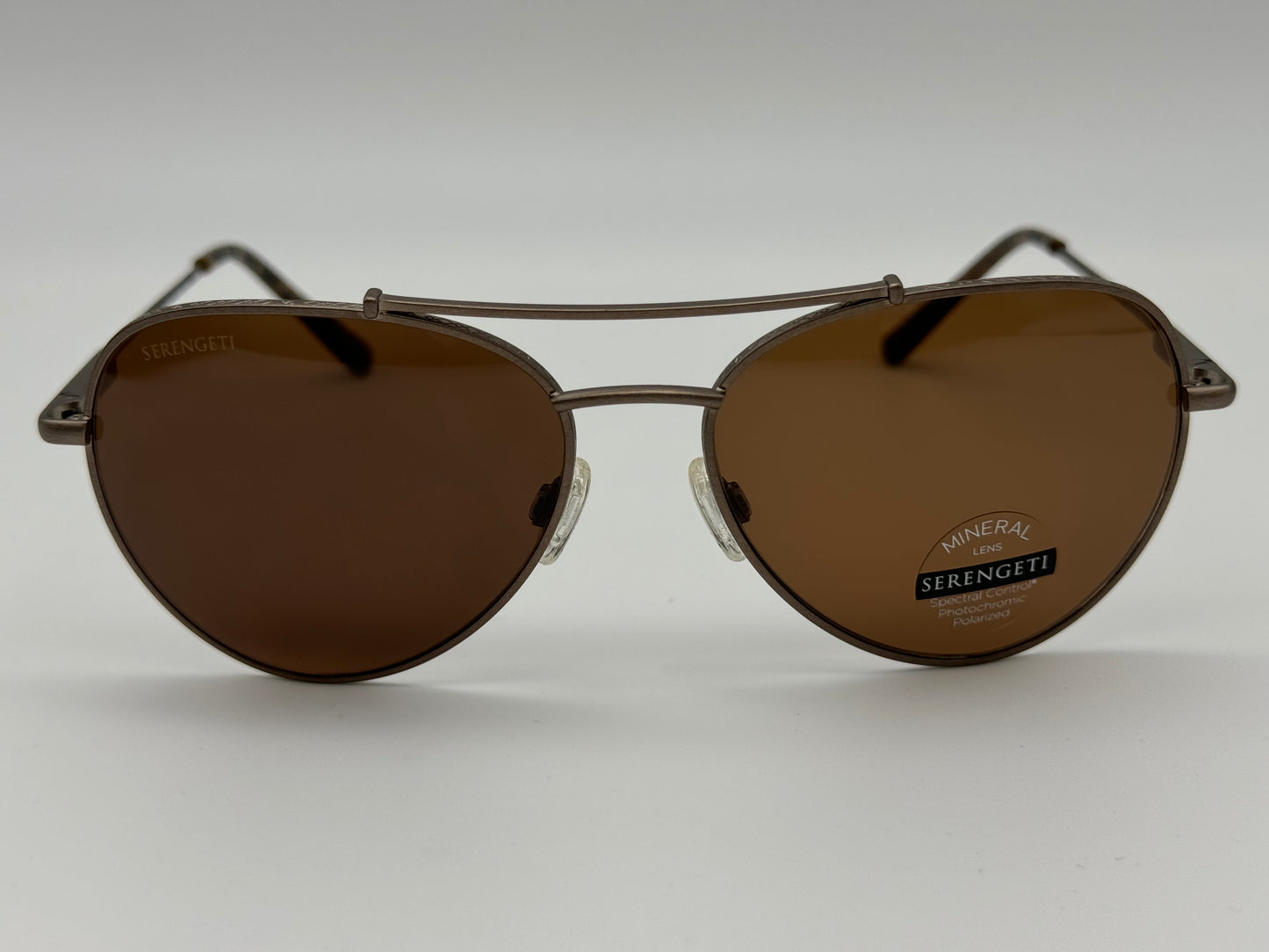 Serengeti Pete 58mm SS 599004 Polarized Drivers Photochromic Lens Brushed Bronze / Shiny Havana Tips Italy NEW