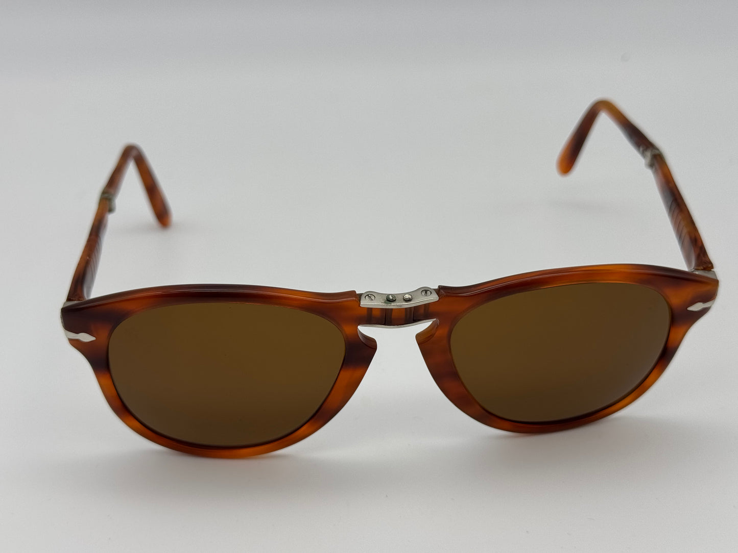 Vintage PERSOL 714 Steve McQueen 54mm Folding 1980s Havana Original Brown Glass Lens with lens etching 157 97 Italy