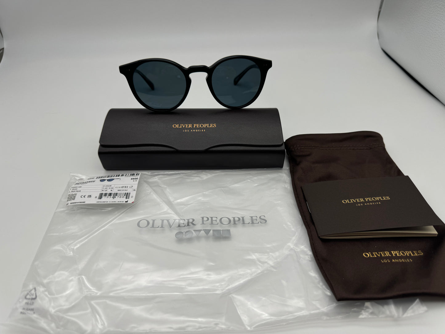 Oliver Peoples Romare Sun 50mm Black / Blue Polarized 14923R Italy NEW