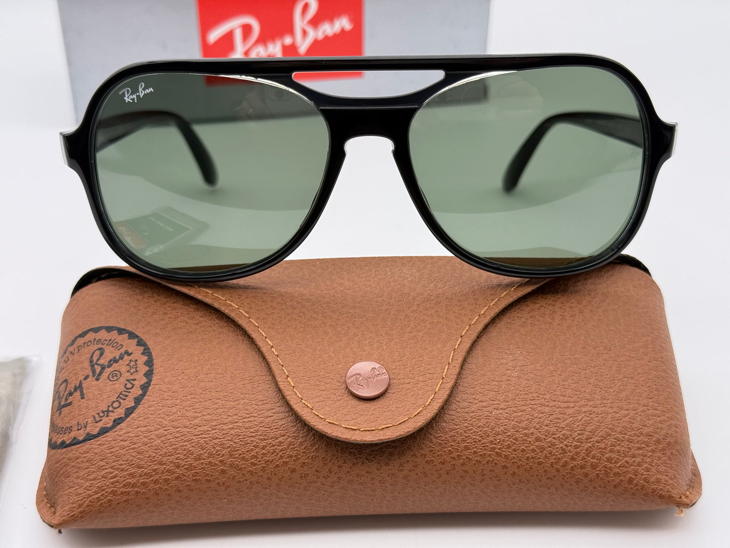 Ray-Ban Powderhorn 58mm Black Transparent/ G-15 RB 4357 654531 Italy NEW