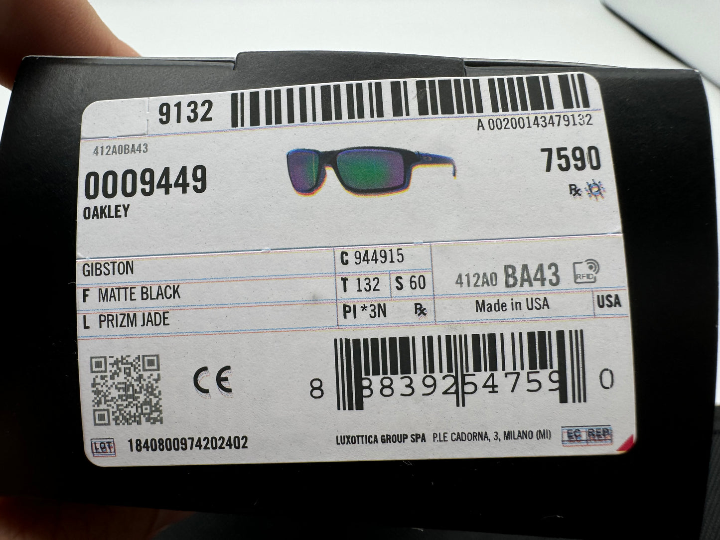 Oakley Gibston 60mm Matte Black / Prizm Jade 944915 Made in USA