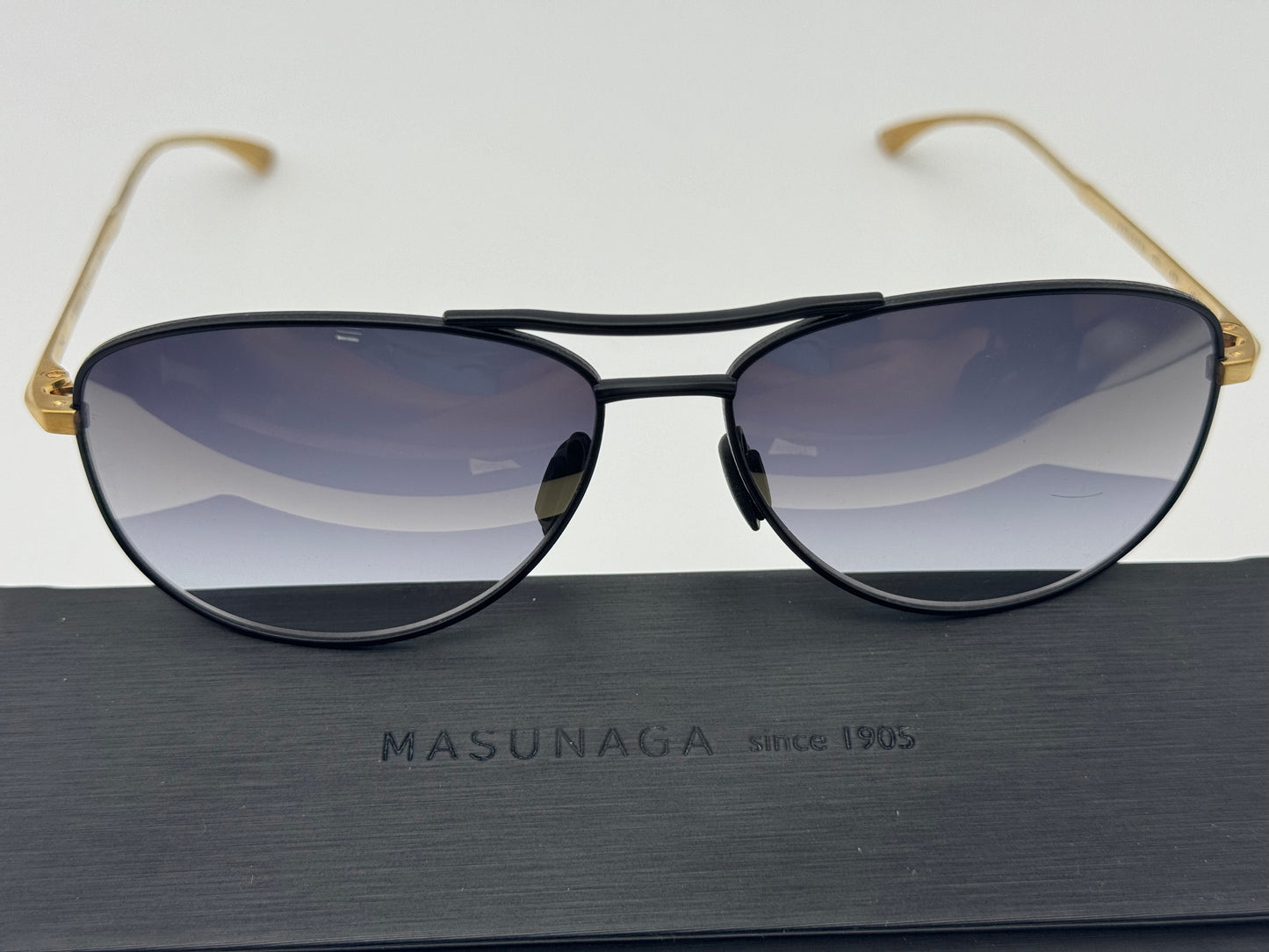 MASUNAGA MA-9001 58mm BLACK GOLD AUTHENTIC SUNGLASSES W/CASE 58-14 Japan NEW