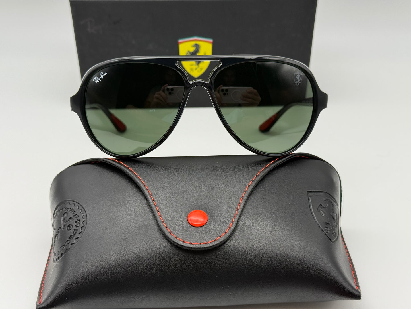 Ray Ban SCUDERIA Ferrari Collection 57mm RB 4125M Black G 15 Green Italy