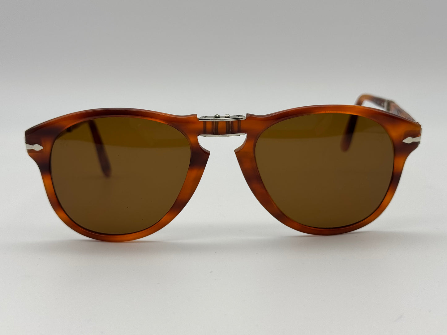 Vintage PERSOL 714 Steve McQueen 54mm Folding 1980s Havana Original Brown Glass Lens with lens etching 157 97 Italy