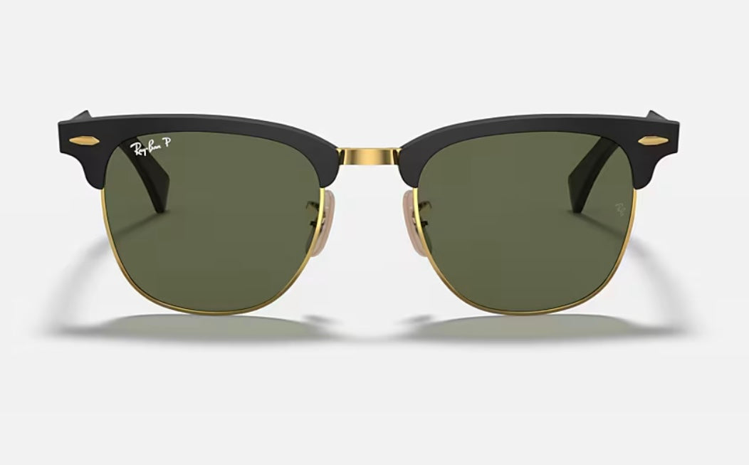 Ray-Ban Clubmaster Aluminum 51mm RB 3507 Polarized G 15 Black / Gold NEW