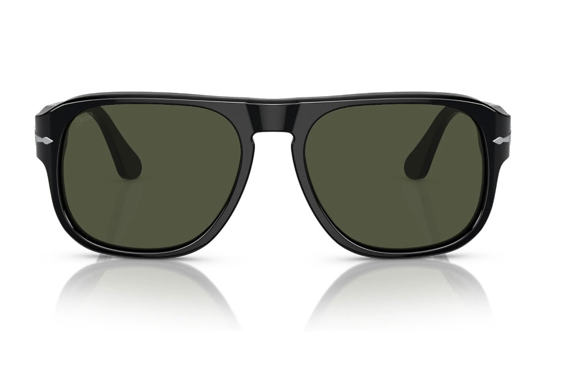 Persol Jean 57mm PO 3310 95 / 31 Black / Green Crystal Hand made in Italy NEW