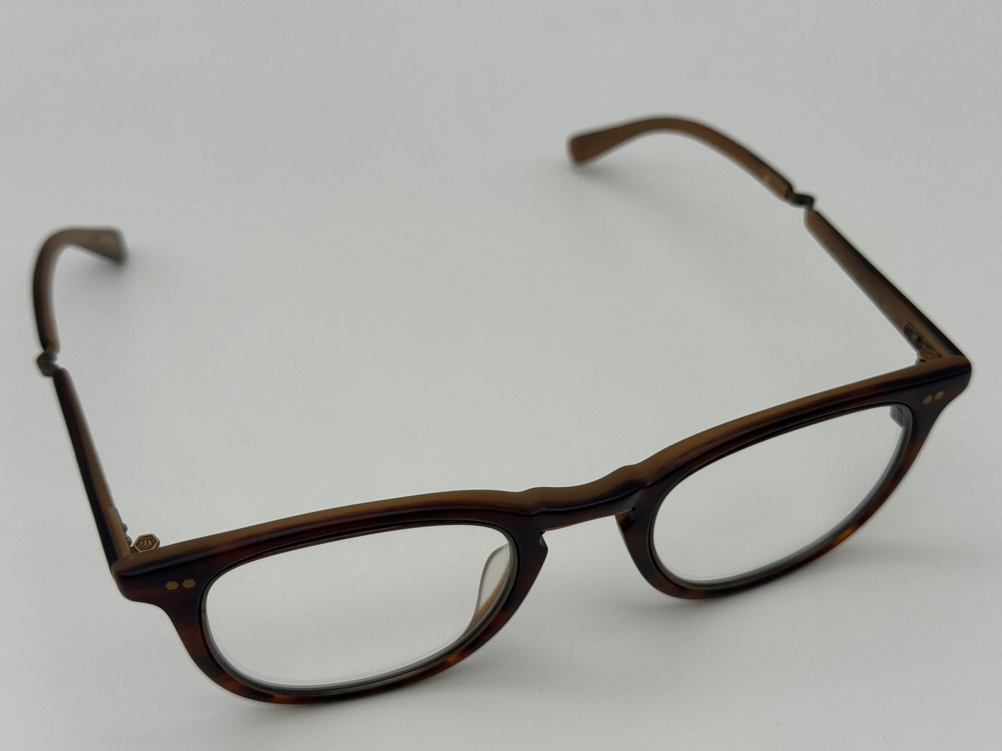 MR. Leight Coopers 46mm Matte Honey Laminate Eyeglasses Demo Lens Japan NEW