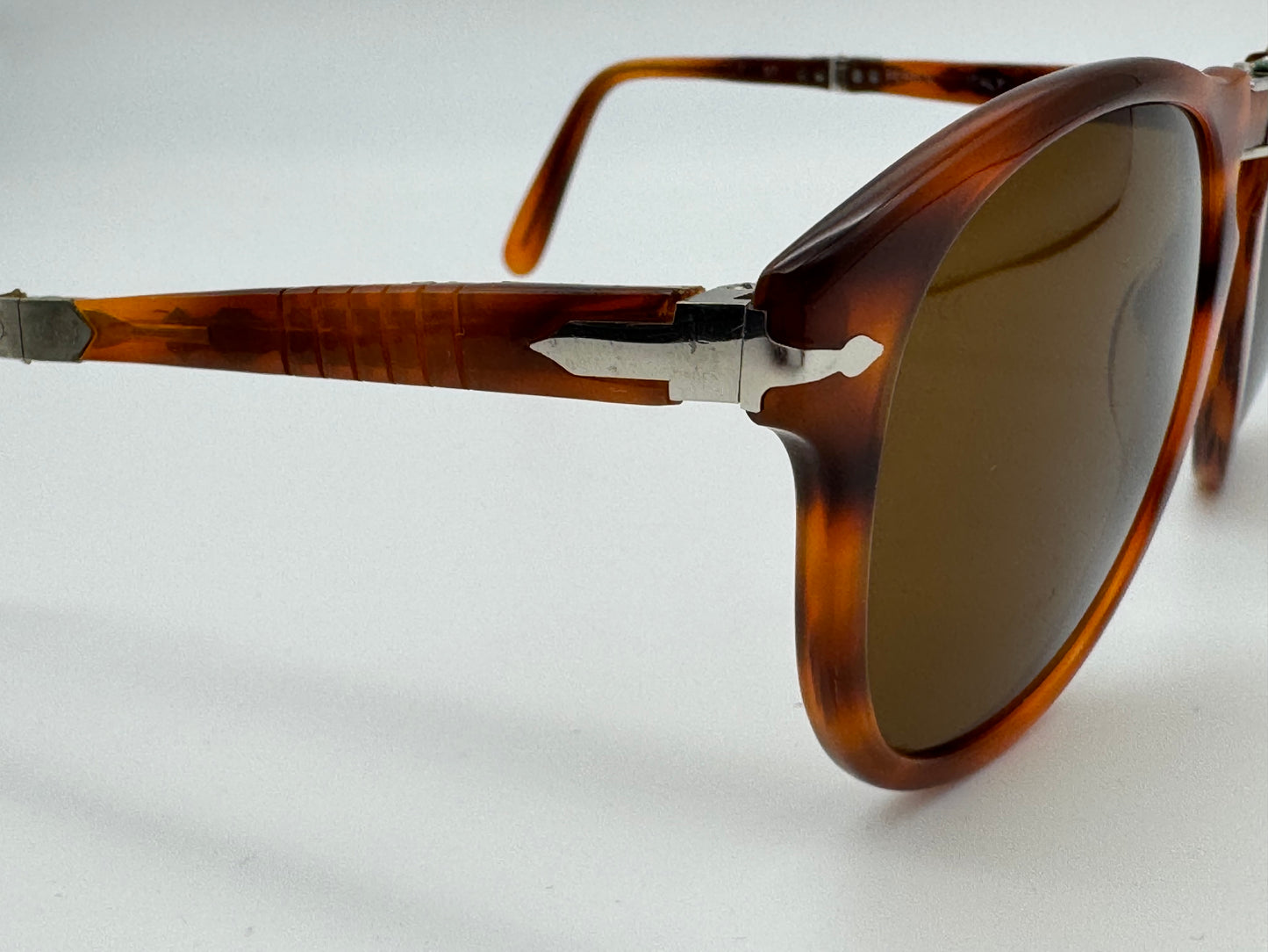 Vintage PERSOL 714 Steve McQueen 54mm Folding 1980s Havana Original Brown Glass Lens with lens etching 157 97 Italy