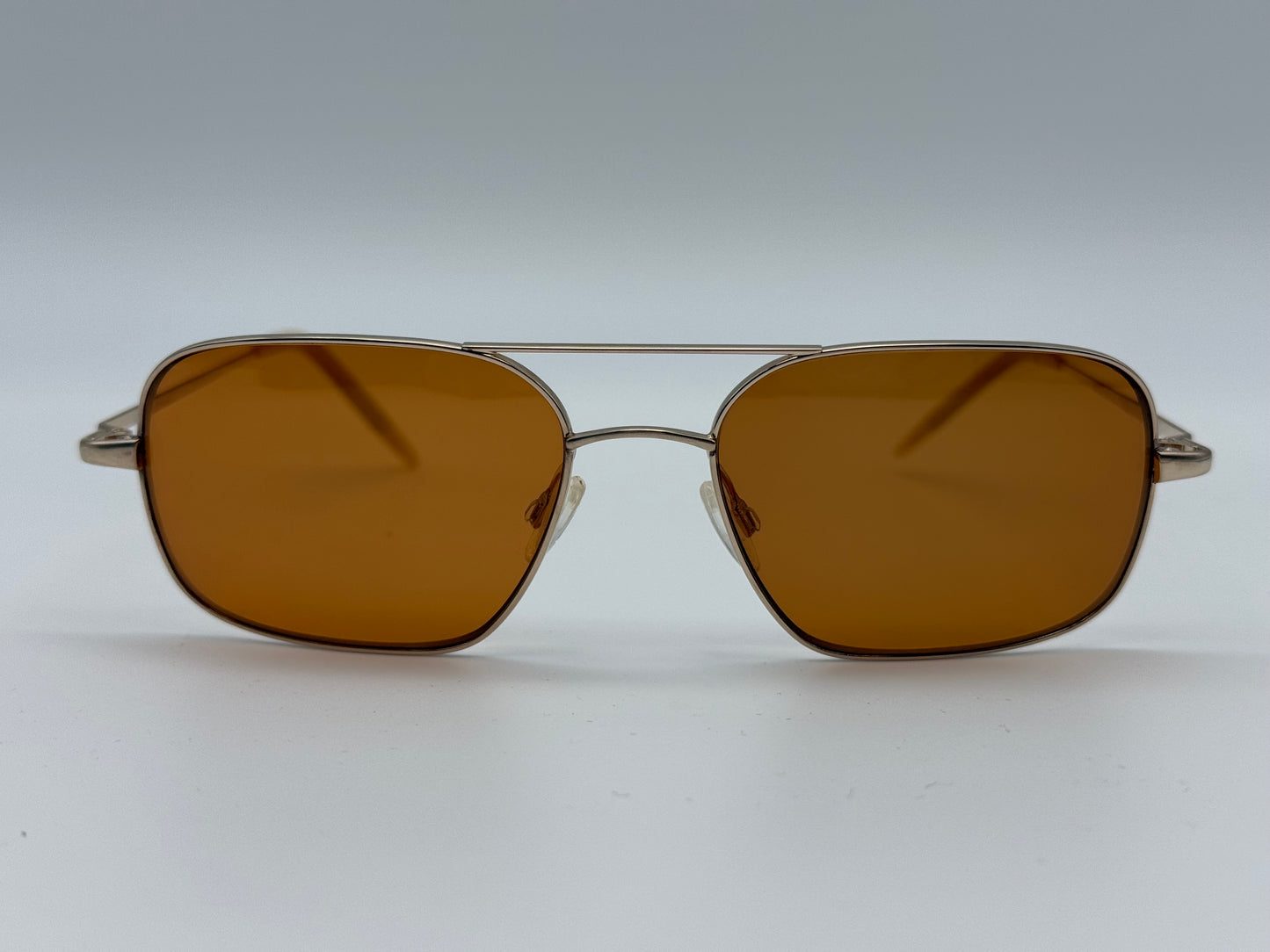 Oliver Peoples Victory 55mm Gold / Cognac CR39 Lens Burn Notice First Gen titanium Japan Preowned