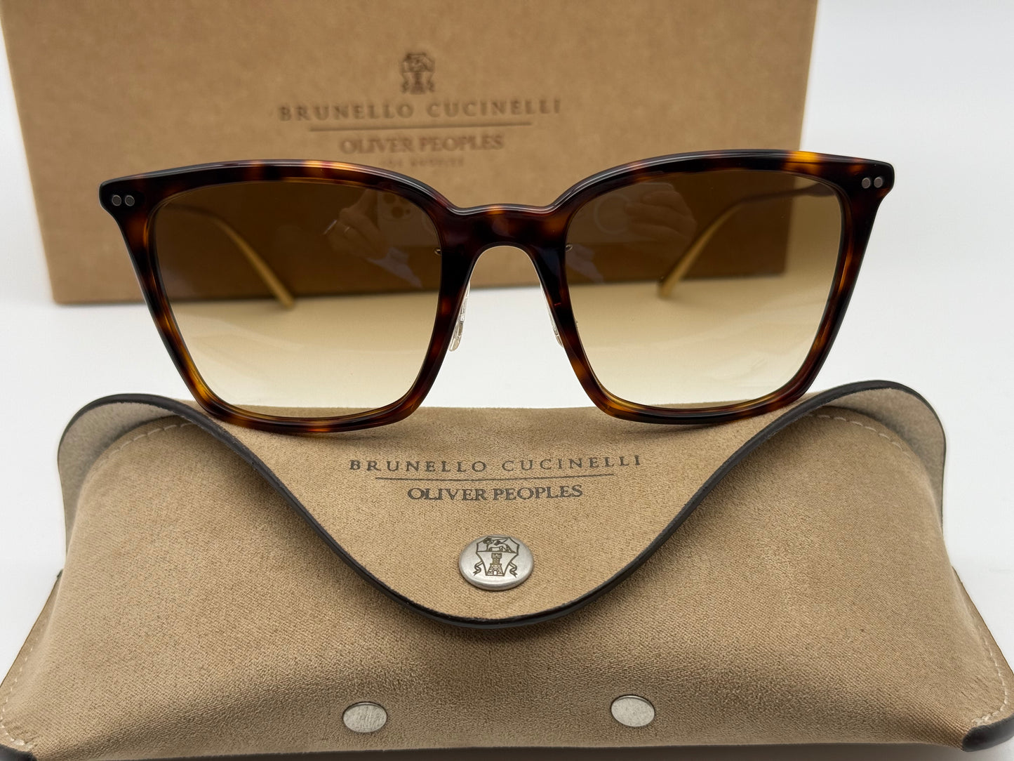 Oliver Peoples Luisella 52mm Brunello Cucinelli Collaboration Amaro Tortoise / Brown Gradient Glass Lenses 176851 Italy NEW