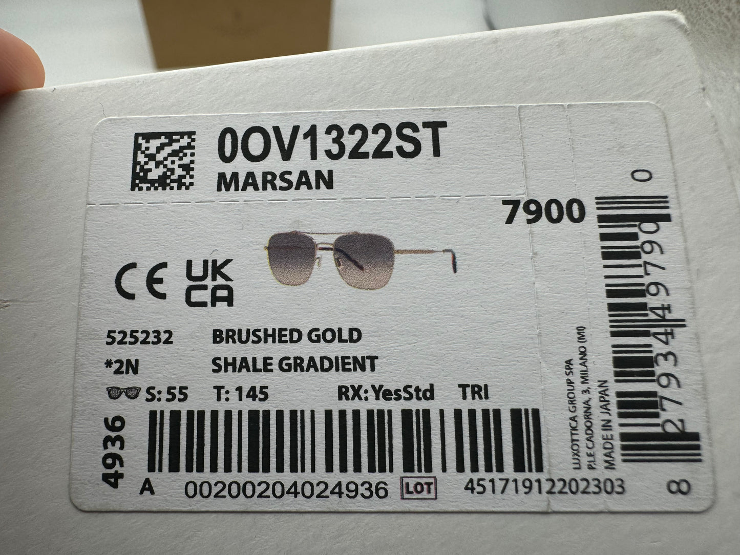 Oliver Peoples Marsan 55mm Brunello Cucinelli OV 1322 ST 525232 Titanium Brushed Gold / Shale Gradient Japan NEW