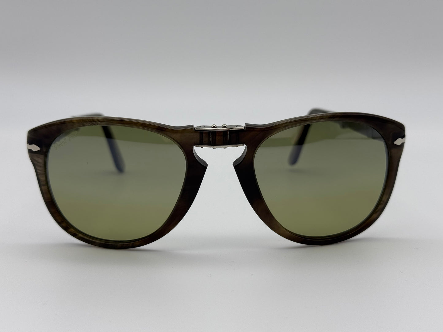 Persol PO 0714 54nm BEIGE STRIPED BROWN / CRYSTAL Photochromic Polarized Green Preowned