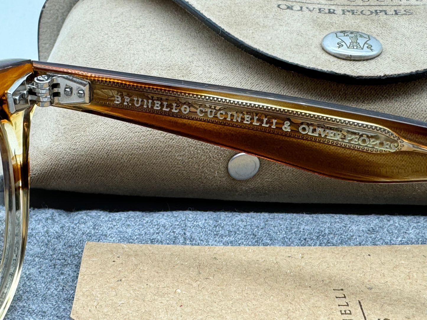 Oliver Peoples x Brunello Cucinelli Jep 49mm OV 5485 1674 Honey VSB / Blue Light Filter Lens Italy NEW