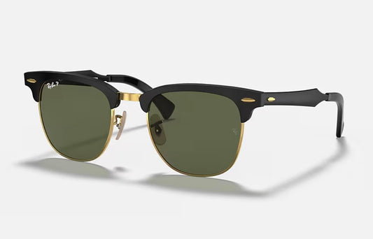 Ray-Ban Clubmaster Aluminum 51mm RB 3507 Polarized G 15 Black / Gold NEW