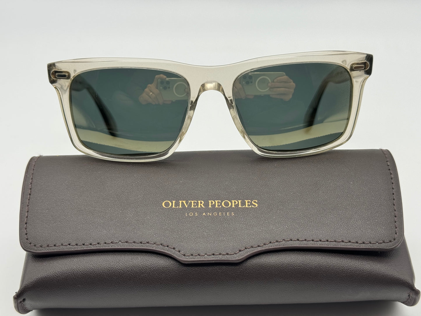 Oliver Peoples Brodsky OV 5322 SU 55mm 152409 SHROOM G15 Goldtone VFX Polarized Preowned