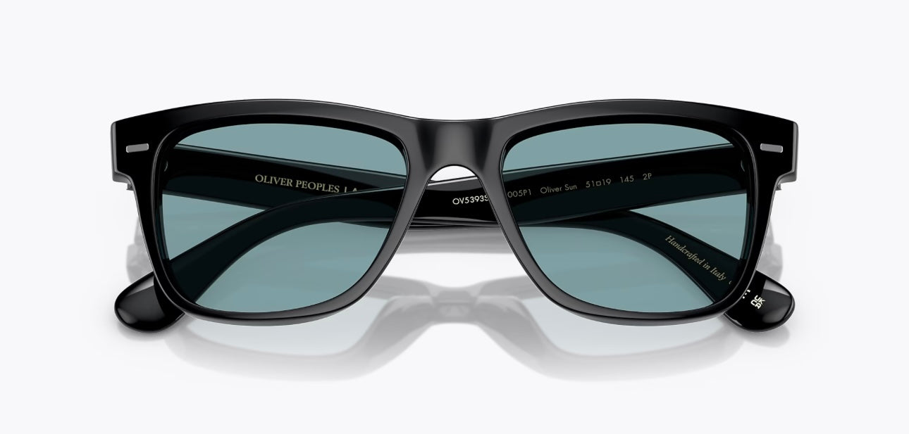 Oliver Peoples Oliver Sun 49mm Limited Edition Black / Teal Polarized OV 5393 SU 1005P1 Italy Defect