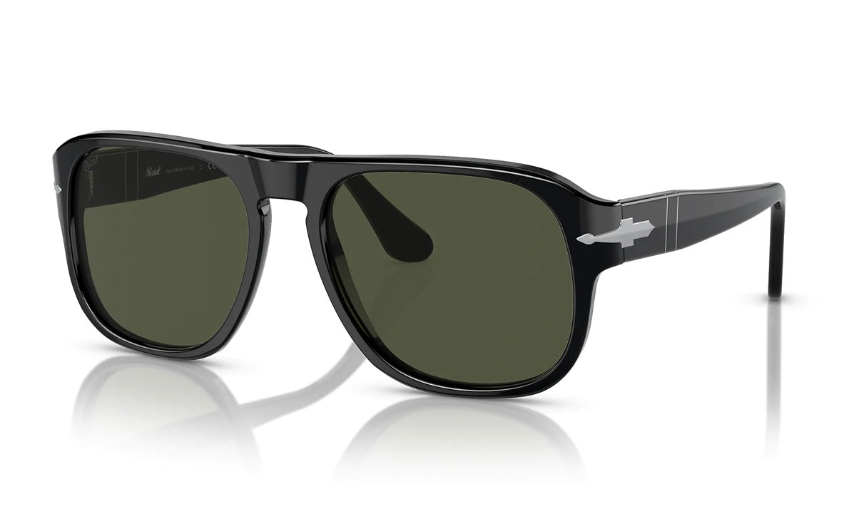 Persol Jean 57mm PO 3310 95 / 31 Black / Green Crystal Hand made in Italy NEW