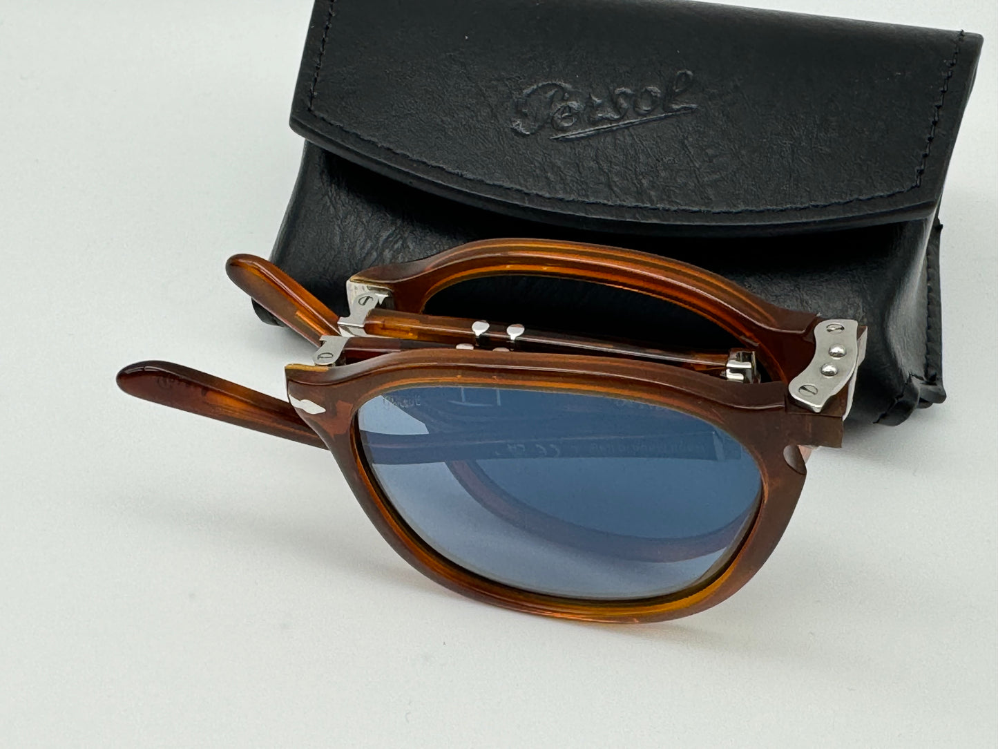 Persol PO 3345 54mm Folding Terra Di Siena / Light Blue 96 / 56 Italy NEW