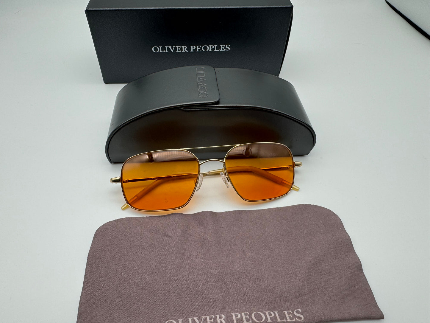 Oliver Peoples Victory 55 Gold VFX Cognac Burn Notice Michael Weston Rare Polarized Preowned