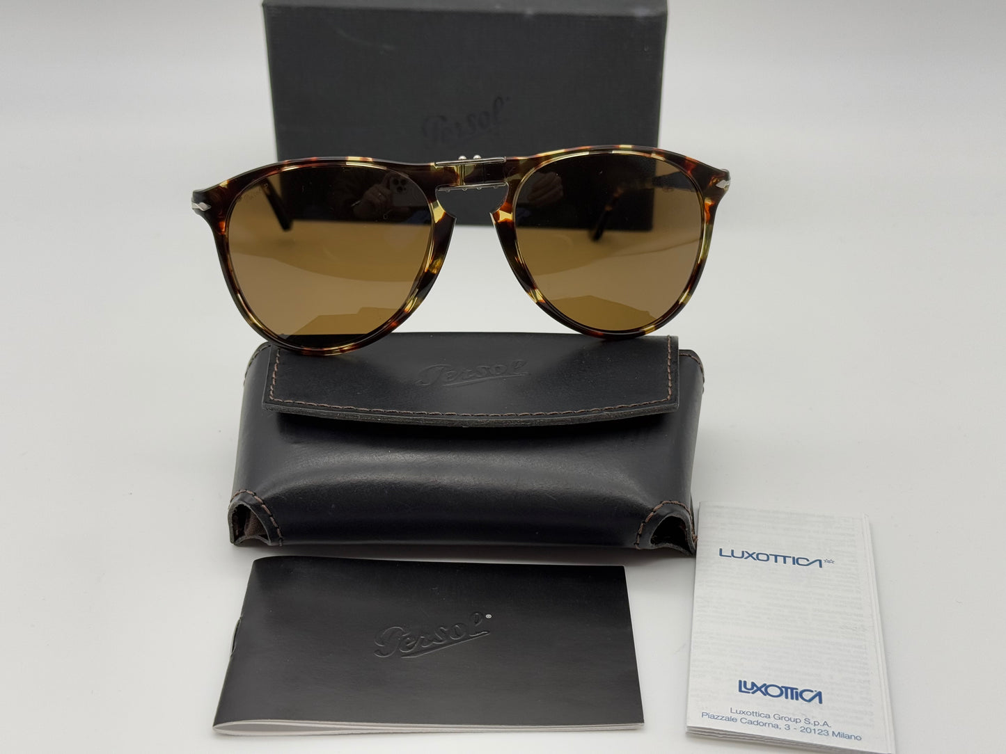 Persol PO 9714 55mm 985 / 57 Tabacco Virginia / Brown Polarized Italy Preowned