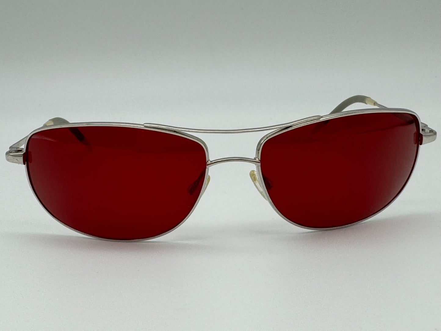 Oliver Peoples Jato 61mm Blood Red Fight Club Lenses with Silver frame made in Japan Preowned