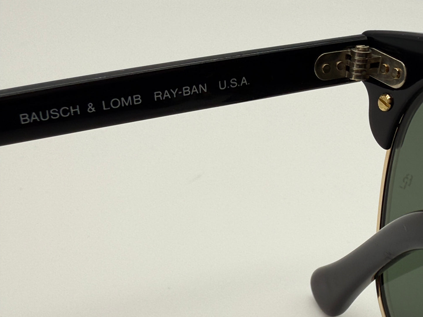 RAY-BAN USA BAUSCH & LOMB Clubmaster Large W1115 Black Gold G-15 Glass Vantage Preowned