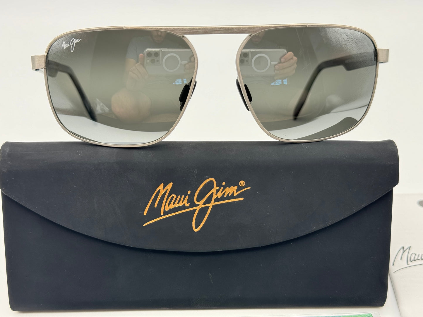 Maui Jim WAIHEE RIDGE 60mm Nurtural Grey Polarized Super Thin Glass Lens Brushed Matte Silver Sunglass 777-14 Missing Box New