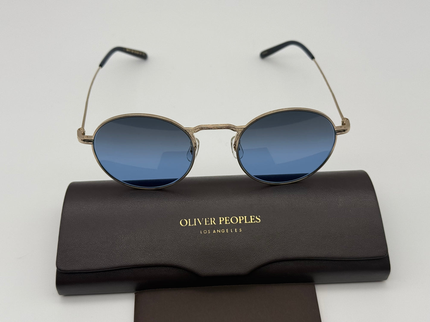 Oliver Peoples WESLIE SUN  49mm OV 1282ST Gold/Dark Azure Shaded Polarized Titanium Japan NEW